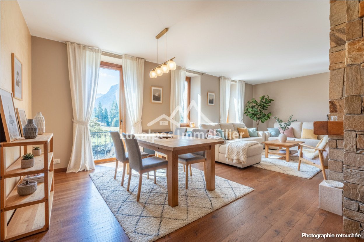 Réf : 20995-LUXALPESIMMOBILIER74230
91.33 m²


Dans un bâtiment chargé d’histoire, découvrez ce superbe appartement T3 bis de 91 m² (Loi Carrez), offrant un cadre chaleureux et authentique.Appartement en parfait état bénéficiant d'une bonne étiquette énergétique, il se compose d’une cuisine aménagée et équipée avec des matériaux de qualité, d’un bureau, d’une première chambre (cabine), d’une salle d’eau avec rangements, d’un WC séparé, d’un dressing et d’une seconde chambre. Vous serez séduit par son spacieux séjour exposé plein sud, doté d’un balcon et d’une cheminée, parfait pour des moments de convivialité.Le chauffage est individuel et mixte : chauffage au sol électrique, radiateurs et cheminée.Situé dans une petite copropriété à syndic coopératif, cet appartement bénéficie de faibles charges annuelles (90 €/an).En complément, une cave privative, trois grandes dépendances communes offrant un vaste espace de rangement et un grand parking commun viennent agrémenter ce bien.Pour plus de transparence vis à vis de votre budget, nos prix sont affichés honoraires d'agence inclus (4,76% TTC à la charge de l'acquéreur soit 315 000 € net vendeur). Ne perdez pas cette opportunité, et contactez- nous dès maintenant pour organiser une visite ! Contactez votre agent commercial: Sébastien SUIZE 06 77 67 22 31 RSAC Annecy 842 916 454 CPI 7401 2016 000 006 928 Les informations sur les risques auxquels ce bien est exposé sont disponibles sur le site Géorisques : www.georisques.gouv.frHonoraires inclus de  4.76% TTC  à la charge de l'acquéreur. Prix hors honoraires 315 000 €. Dans une copropriété. Quote-part moyenne du budget prévisionnel 90 €/an. Aucune procédure n'est en cours. Classe énergie D, Classe climat B Montant estimé des dépenses annuelles d'énergie pour un usage standard : entre 1600.00 € et 2220.00 € sur les années 2021, 2022 et 2023 (abonnements compris). Les informations sur les risques auxquels ce bien est exposé sont disponibles sur le site Géorisques : georisques.gouv.fr. 
Votre contact : Sébastien  SUIZE
Téléphone  :  0677672231